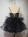 A-line Satin Spaghetti Straps Cascading Ruffles Corset Short/Mini Homecoming Dress