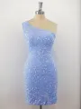 Sheath Velvet Sequins One-Shoulder Short/Mini Homecoming Dress