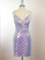 Sheath Spaghetti Straps Sequin Short/Mini Homecoming Dress
