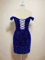 Sheath Velvet Sequins Off-the-Shoulder Short/Mini Homecoming Dress
