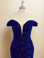 Sheath Velvet Sequins Off-the-Shoulder Short/Mini Homecoming Dress