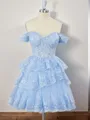 Ball-Gown Tulle Off-the-Shoulder Appliques Lace Corset Short/Mini Homecoming Dress