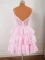 Ball-Gown Tulle V-neck Appliques Lace Corset Short/Mini Homecoming Dress