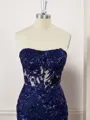 Sheath Silk Like Satin Strapless Sequin Corset Short/Mini Homecoming Dress