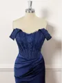 Sheath Silk Like Satin Off-the-Shoulder Appliques Lace Corset Short/Mini Homecoming Dress