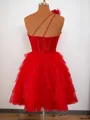 Ball-Gown Tulle One-Shoulder Appliques Lace Corset Short/Mini Homecoming Dress