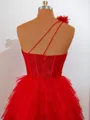 Ball-Gown Tulle One-Shoulder Appliques Lace Corset Short/Mini Homecoming Dress