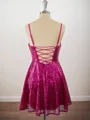 A-line Sequins Spaghetti Straps Pleated Short/Mini Homecoming Dress