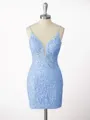 Sheath Tulle Spaghetti Straps Appliques Lace Corset Short/Mini Homecoming Dress