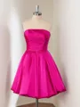 A-line Silk Like Satin Strapless Pleated Short/Mini Homecoming Dress
