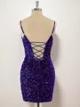 Sheath Velvet Sequins Spaghetti Straps Corset Short/Mini Homecoming Dress