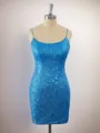 Sheath Spaghetti Straps Sequin Short/Mini Homecoming Dress