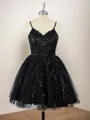 Ball-Gown Tulle V-neck Appliques Lace Short/Mini Homecoming Dress