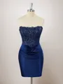 Sheath Silk Like Satin Strapless Appliques Lace Corset Short/Mini Homecoming Dress