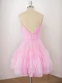 A-line Tulle V-neck Cascading Ruffles Short/Mini Homecoming Dress