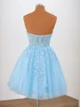 A-line Tulle Strapless Appliques Lace Corset Short/Mini Homecoming Dress
