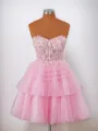 Ball-Gown Tulle Sweetheart Appliques Lace Corset Short/Mini Homecoming Dress