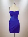 Sheath Silk Like Satin Spaghetti Straps Pleated Corset Short/Mini Homecoming Dress