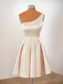 A-line Satin One-Shoulder Short/Mini Homecoming Dress