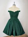Ball-Gown Satin Off-the-Shoulder Beading Short/Mini Homecoming Dress