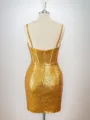 Sheath Sequins Spaghetti Straps Beading Corset Short/Mini Homecoming Dress