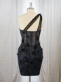 Sheath Tulle One-Shoulder Appliques Lace Corset Short/Mini Homecoming Dress
