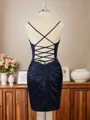 Sheath Silk Like Satin Spaghetti Straps Pleated Corset Short/Mini Homecoming Dress