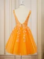 Ball-Gown Tulle V-neck Appliques Lace Short/Mini Homecoming Dress