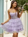 A-line Strapless Beading Short/Mini Corset Homecoming Dress