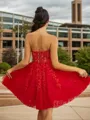 A-line Sweetheart Appliques Lace Short/Mini Tulle Corset Homecoming Dress