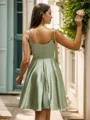 A-line Spaghetti Straps Short/Mini Silk Like Satin Homecoming Dress