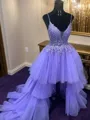 A-line/Princess Tulle Straps Sleeveless Asymmetrical Homecoming Dress