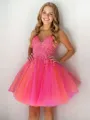 A-line/Princess Tulle Straps Sleeveless Short/Mini Homecoming Dress