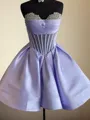 A-line Sweetheart Beading Short/Mini Satin Corset Homecoming Dress