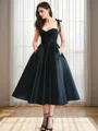 A-line Sweetheart Ruffles Tea-Length Satin Homecoming Dress