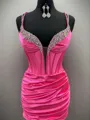 Sheath Straps Rhinestone Short/Mini Corset Homecoming Dress
