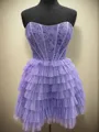 A-line Straight Cascading Ruffles Short/Mini Corset Homecoming Dress