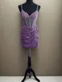Sheath V-neck Beading Short/Mini Corset Homecoming Dress