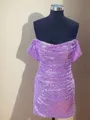 Sheath Off-the-Shoulder Pleated Short/Mini Sequins Homecoming Dress
