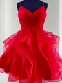 A-Line/Princess Spaghetti Straps Short/Mini Tulle Homecoming Dress With Ruffles