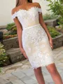 Sheath/Column Off-the-Shoulder Short/Mini Lace Homecoming Dress With Appliques Lace