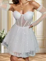 A-line Sweetheart Long Sleeves Short/Mini Corset Homecoming Dress
