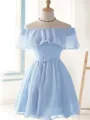 A-Line/Princess Off-the-Shoulder Short/Mini Chiffon Homecoming Dress With Ruffles