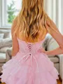 A-line Sweetheart Appliques Lace Short/Mini Organza Corset Homecoming Dress