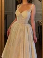 A-line Straps Sequin Tea-Length Corset Homecoming Dress