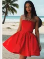 A-Line/Princess Strapless Short/Mini Satin Homecoming Dress