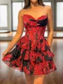 A-line Sweetheart Cascading Ruffles Short/Mini Corset Homecoming Dress