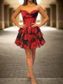 A-line Sweetheart Cascading Ruffles Short/Mini Corset Homecoming Dress