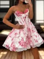A-line Sweetheart Cascading Ruffles Short/Mini Corset Homecoming Dress