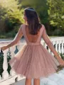 A-Line/Princess Scoop Short/Mini Tulle Homecoming Dress